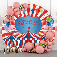 Lofaris Colorful Balloons Red White Round Circus Birthday Backdrop