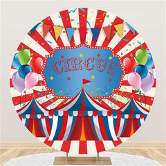 Lofaris Colorful Balloons Red White Round Circus Birthday Backdrop