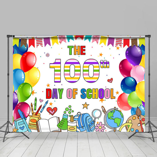Lofaris Colorful Balloons The 100th Day Of School Backdrop