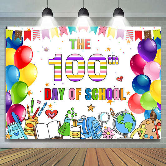 Lofaris Colorful Balloons The 100th Day Of School Backdrop