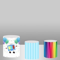 Lofaris Colorful Cartoon Themed Backdrop Cake Table Cover Kit