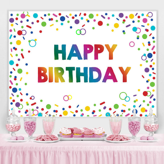 Lofaris Colorful Circle And Line Happy Birthday Party Backdrop