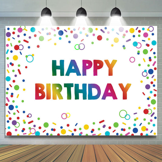 Lofaris Colorful Circle And Line Happy Birthday Party Backdrop