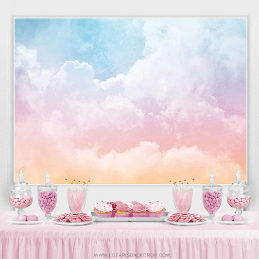 Lofaris Colorful Cloud Rainbow Birthday Backdrop For Girl