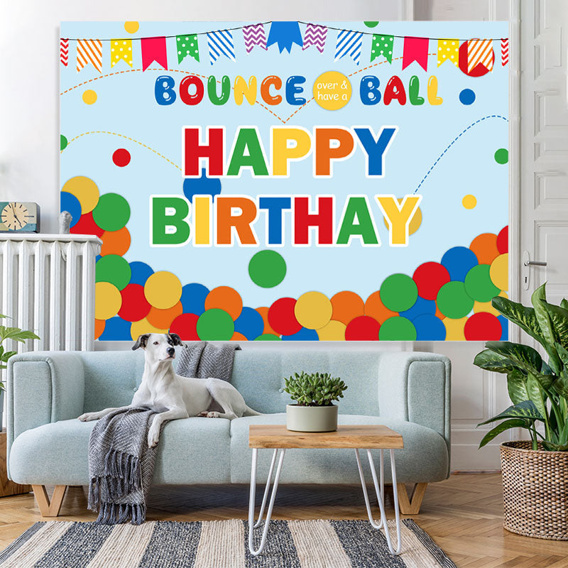 Lofaris Colorful Cute Dots And Flags Happy Birthday Backdrop