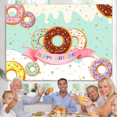 Lofaris Colorful Donut Candyland Theme Happy Birthday Backdrop