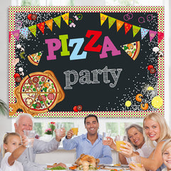 Lofaris Colorful Dot And Flags Pizza Party Birthday Backdrop