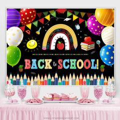 Lofaris Colorful Flags And Balloons Back To School Backdrop