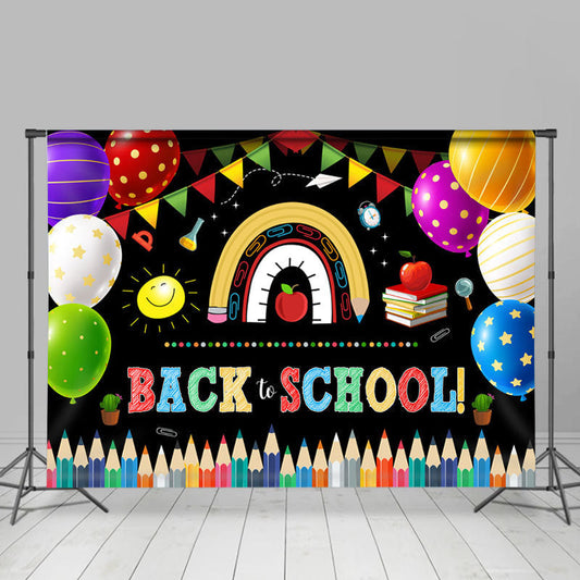 Lofaris Colorful Flags And Balloons Back To School Backdrop