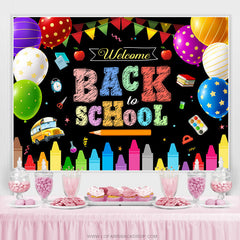 Lofaris Colorful Flags And Balloons Welcome Back To School Backdrop