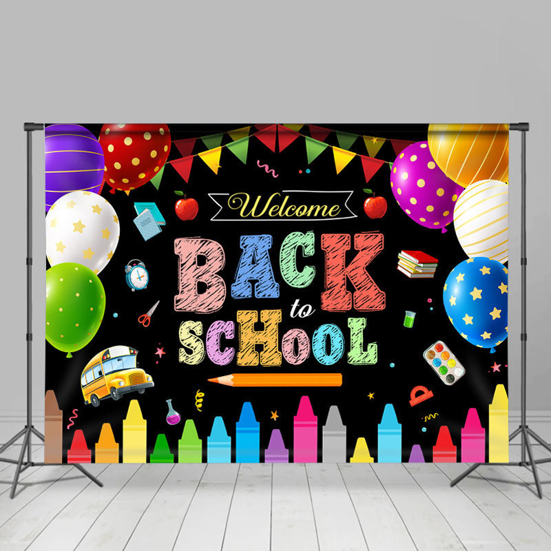 Lofaris Colorful Flags And Balloons Welcome Back To School Backdrop