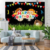 Load image into Gallery viewer, Lofaris Colorful Flags Stars Boy Sports Happy Birthday Backdrop