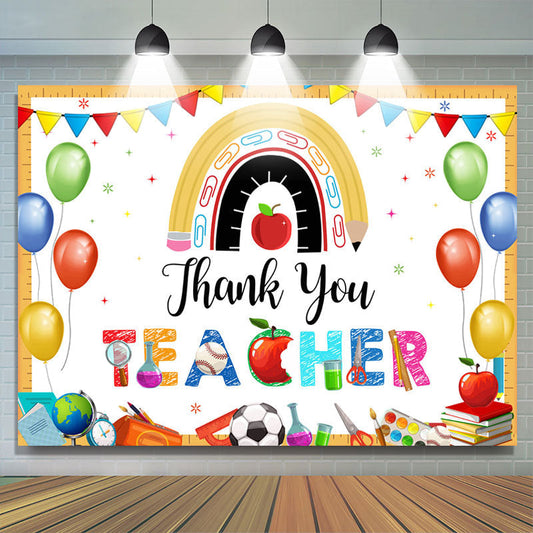 Lofaris Colorful Flags Thank You Teacher Back To School Backdrop