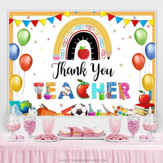 Lofaris Colorful Flags Thank You Teacher Back To School Backdrop