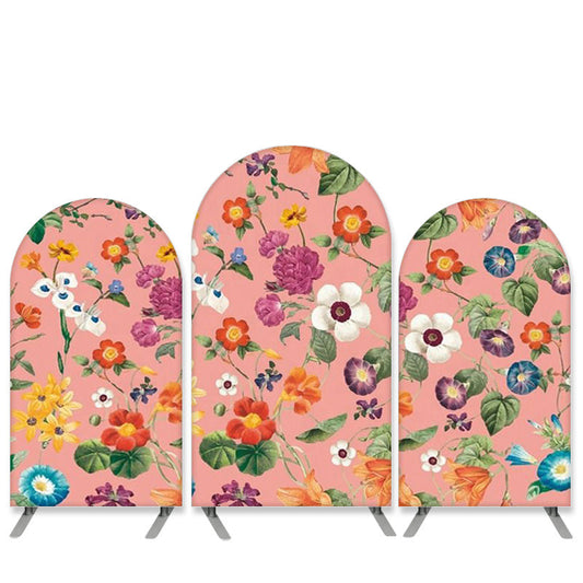 Lofaris Colorful Floral Theme Pink Arch Backdrop Kit For Party