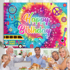 Lofaris Colorful Glitter Pattern Happy Birthday Backdrop Banner