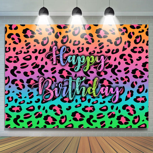 Lofaris Colorful Glitter Pattern Happy Birthday Backdrop