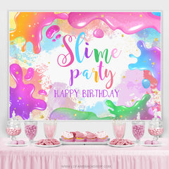 Lofaris Colorful Glitter Slime Party Happy Birthday Backdrop