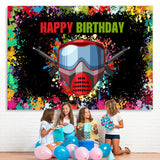 Load image into Gallery viewer, Lofaris Colorful Graffiti And Gas Mask Happy Birthday Backdrop