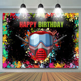 Load image into Gallery viewer, Lofaris Colorful Graffiti And Gas Mask Happy Birthday Backdrop