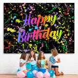 Load image into Gallery viewer, Lofaris Colorful Graffiti Based On Black Happy Birthday Backdrop