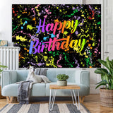 Load image into Gallery viewer, Lofaris Colorful Graffiti Based On Black Happy Birthday Backdrop