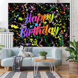 Load image into Gallery viewer, Lofaris Colorful Graffiti Based On Black Happy Birthday Backdrop