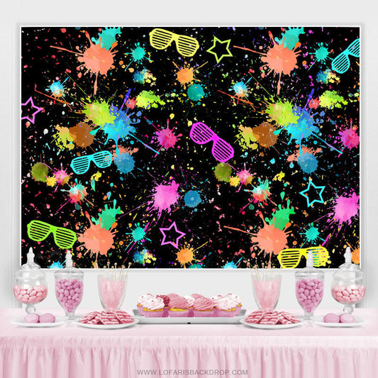 Lofaris Colorful Graffiti Glasses Pattern Birthday Backdrop