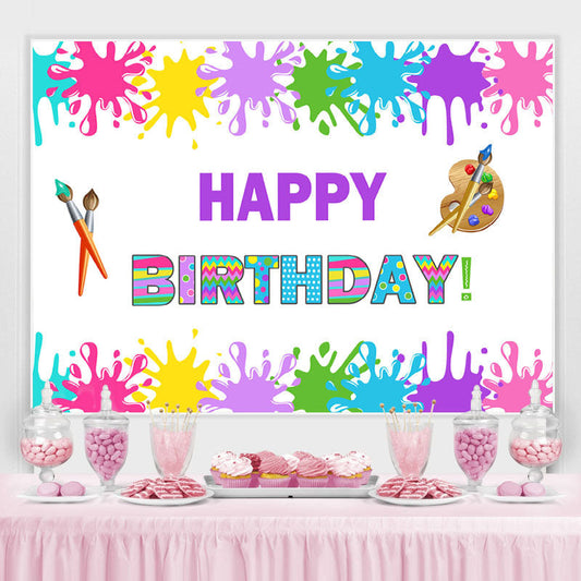 Lofaris Colorful Graffiti Painting Happy Birthday Backdrop