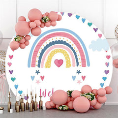 Lofaris Colorful Heart And Rainbow Circle Baby Shower Backdrop