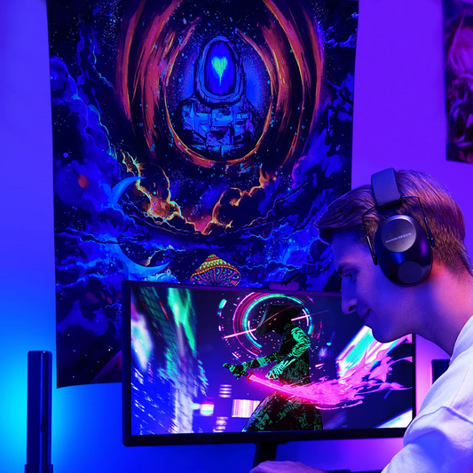 Lofaris Colorful Hippie Mushroom Wall Mandala Blacklight Tapestry