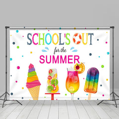Lofaris Colorful Ice Cream Schools Out Summer Grad Backdrop