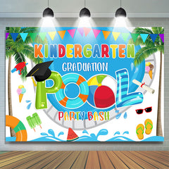 Lofaris Colorful Kindergarten Grad Pool Party Bash Backdrop