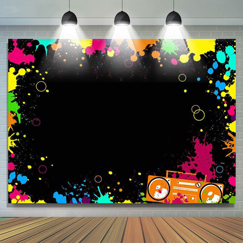 Colorful Laser Ray Disco Retro Bance Birthday Backdrop