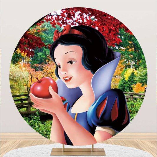 Lofaris Colorful Leaf Round Apple Princess Birthday Backdrop