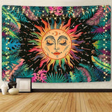 Load image into Gallery viewer, Lofaris Colorful Leaves And Sun Abstract Galaxy Wall Tapestry