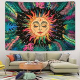 Load image into Gallery viewer, Lofaris Colorful Leaves And Sun Abstract Galaxy Wall Tapestry
