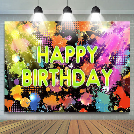 Lofaris Colorful Lights And Graffiti Happy Birthday Backdrop
