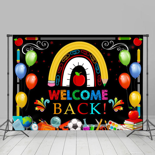 Lofaris Colorful Little Patterns Black Back To School Backdrop