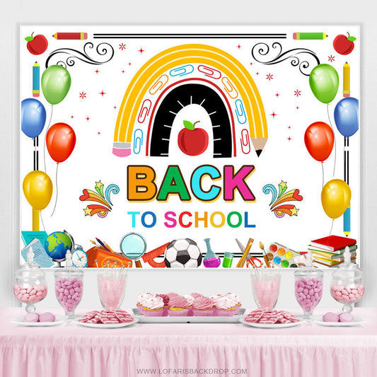 Lofaris Colorful Little Patterns White Back To School Backdrop