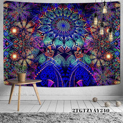 Lofaris Colorful Mandala Abstract Bohemian Trippy Wall Tapestry