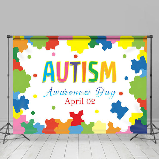 Lofaris Colorful Puzzles Autism Awareness Day Backdrop