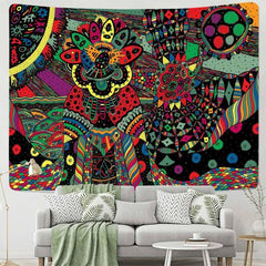 Lofaris Colorful Retro Psychedelic Mandala Geometric Wall Tapestry