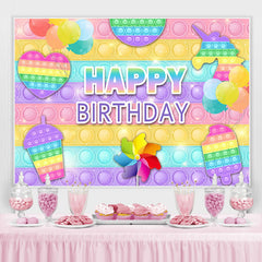 Lofaris POP It Snack And Balloon Happy Birthday Backdrop