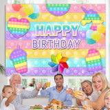 Load image into Gallery viewer, Lofaris POP It Snack And Balloon Happy Birthday Backdrop