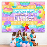 Load image into Gallery viewer, Lofaris POP It Snack And Balloon Happy Birthday Backdrop