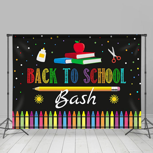 Lofaris Colorful Spots And Pencil Black Back To School Backdrop Banner