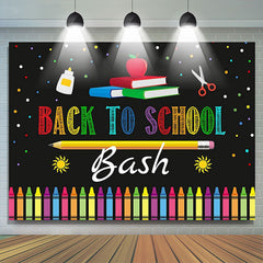 Lofaris Colorful Spots And Pencil Black Back To School Backdrop Banner
