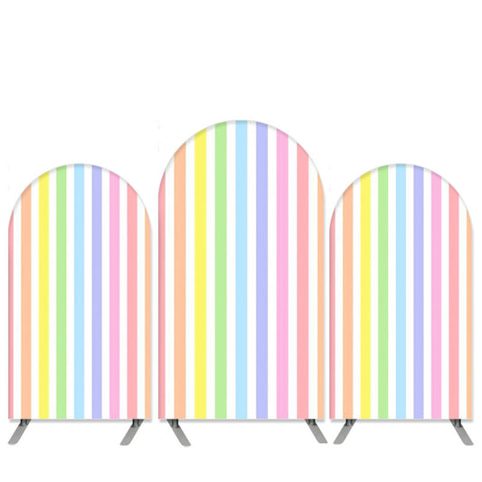 Lofaris Colorful Stripes Happy Birthday Arch Backdrop Kit