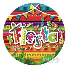 Lofaris Colorful Stripes Round Mexicana Fiesta Party Backdrop